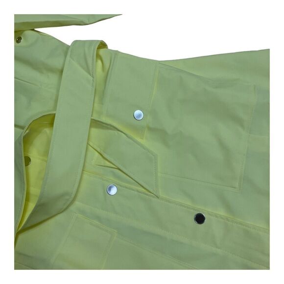 RAINS Jacket WMNS XL Straw Yellow Hooded Trench Coat Curve Pockets 18130 Spring - Picture 5 of 9